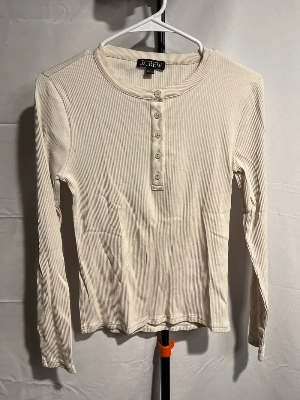 J.Crew women's Classic Crewneck long-sleeve ribbed Knit henley Fitted shirt Sm